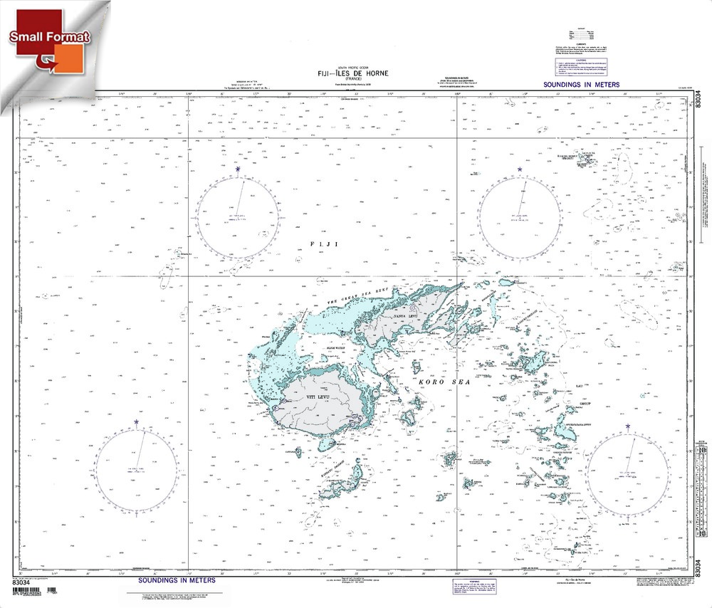 NGA Chart 83034: Fiji-Iles De Horne, Approx. Size 21" x 27" (SMALL FORMAT WATERPROOF)