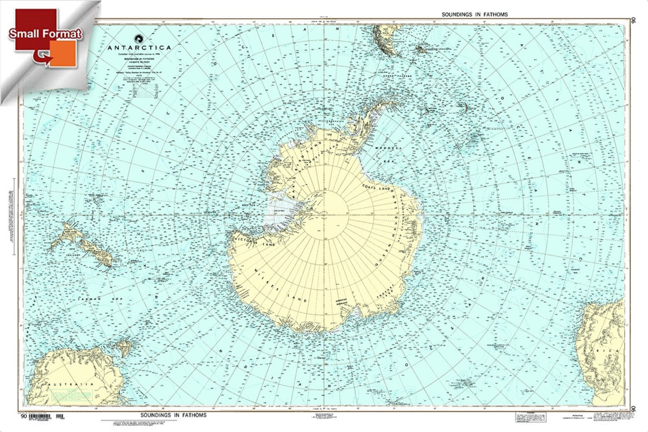 NGA Chart 90: Antarctica, Approx. Size 21" x 32" (SMALL FORMAT WATERPROOF)