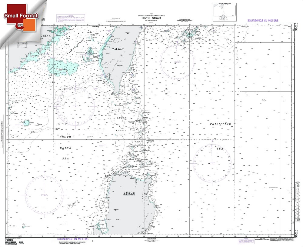 NGA Chart 91010: Luzon Strait, Approx. Size 21" x 26" (SMALL FORMAT WATERPROOF)