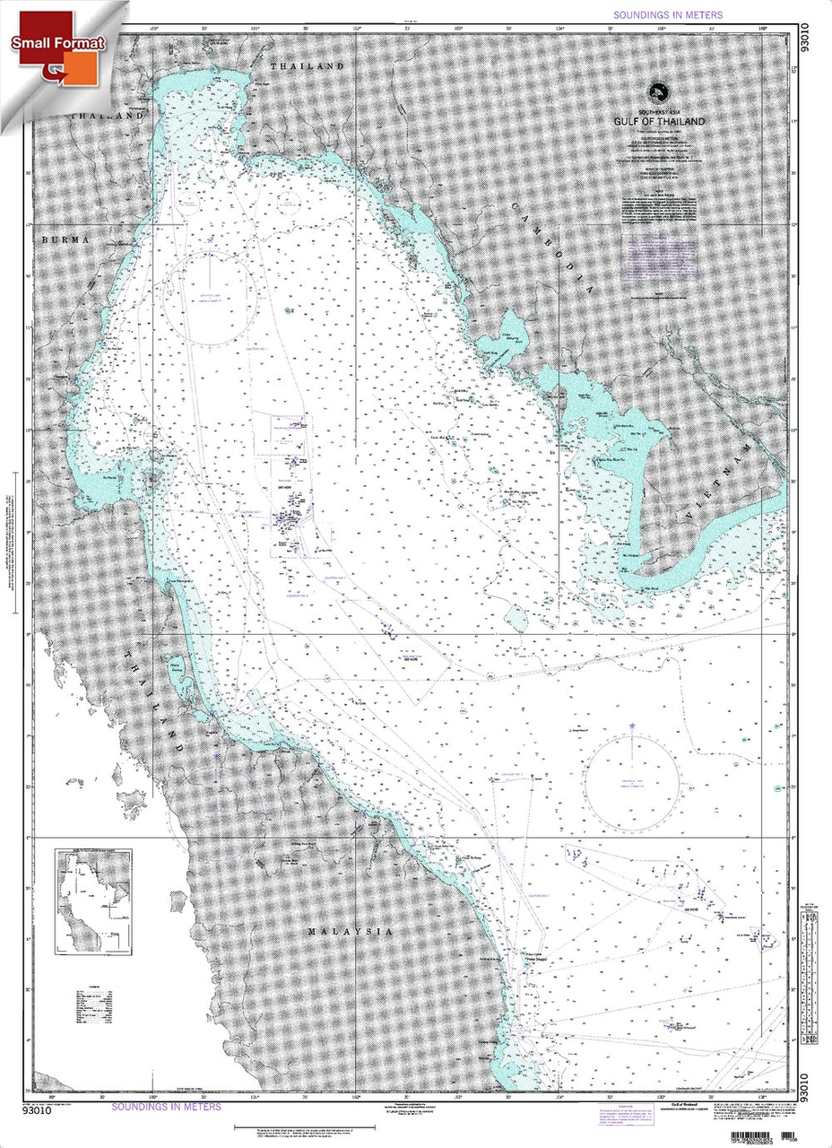 NGA Chart 93010: Gulf Of Thailand, Approx. Size 21" x 29" (SMALL FORMAT WATERPROOF)