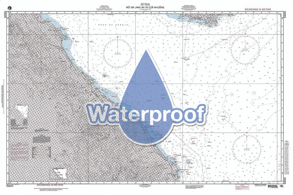 Waterproof NGA Chart 93025: Mui Ba Lang An to Cua Nhuong Vietnam