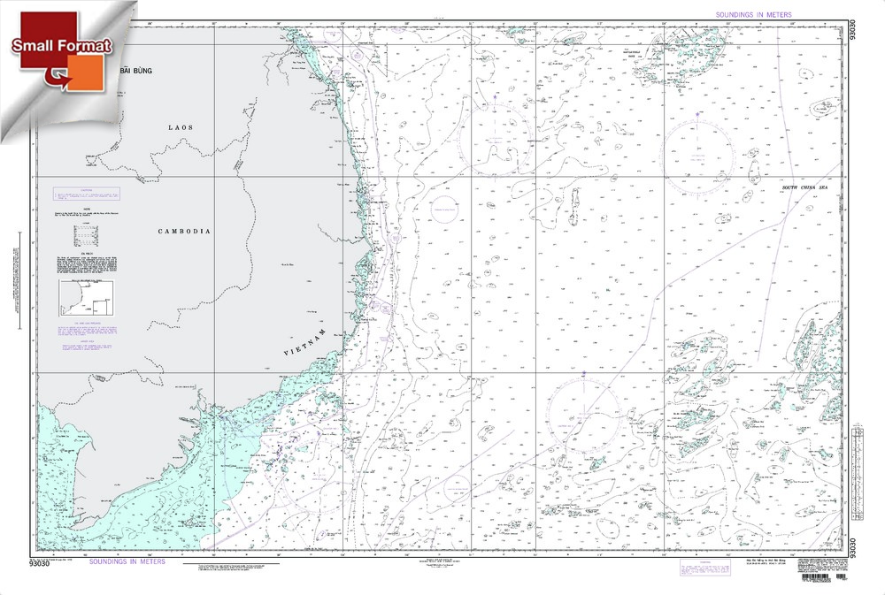NGA Chart 93030: MuiÃ¡Da Nang ToÃ¡MuiÃ¡Bai Bung, Approx. Size 21" x 31" (SMALL FORMAT WATERPROOF)