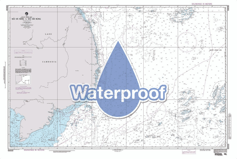 Waterproof NGA Chart 93030: Mui Da Nang to Mui Bai Bung