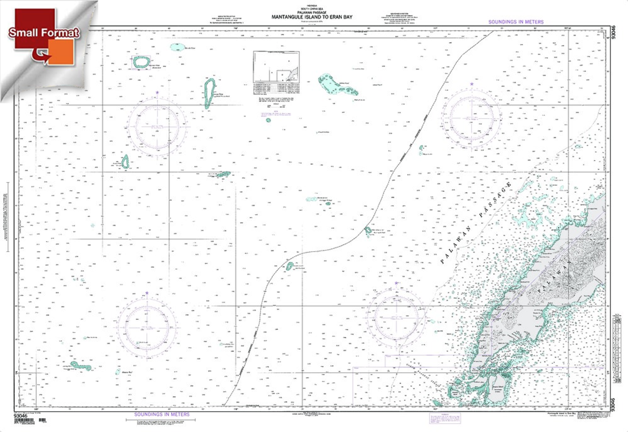 NGA Chart 93046: Mantangule Island To Eran Bay, Approx. Size 21" x 31" (SMALL FORMAT WATERPROOF)