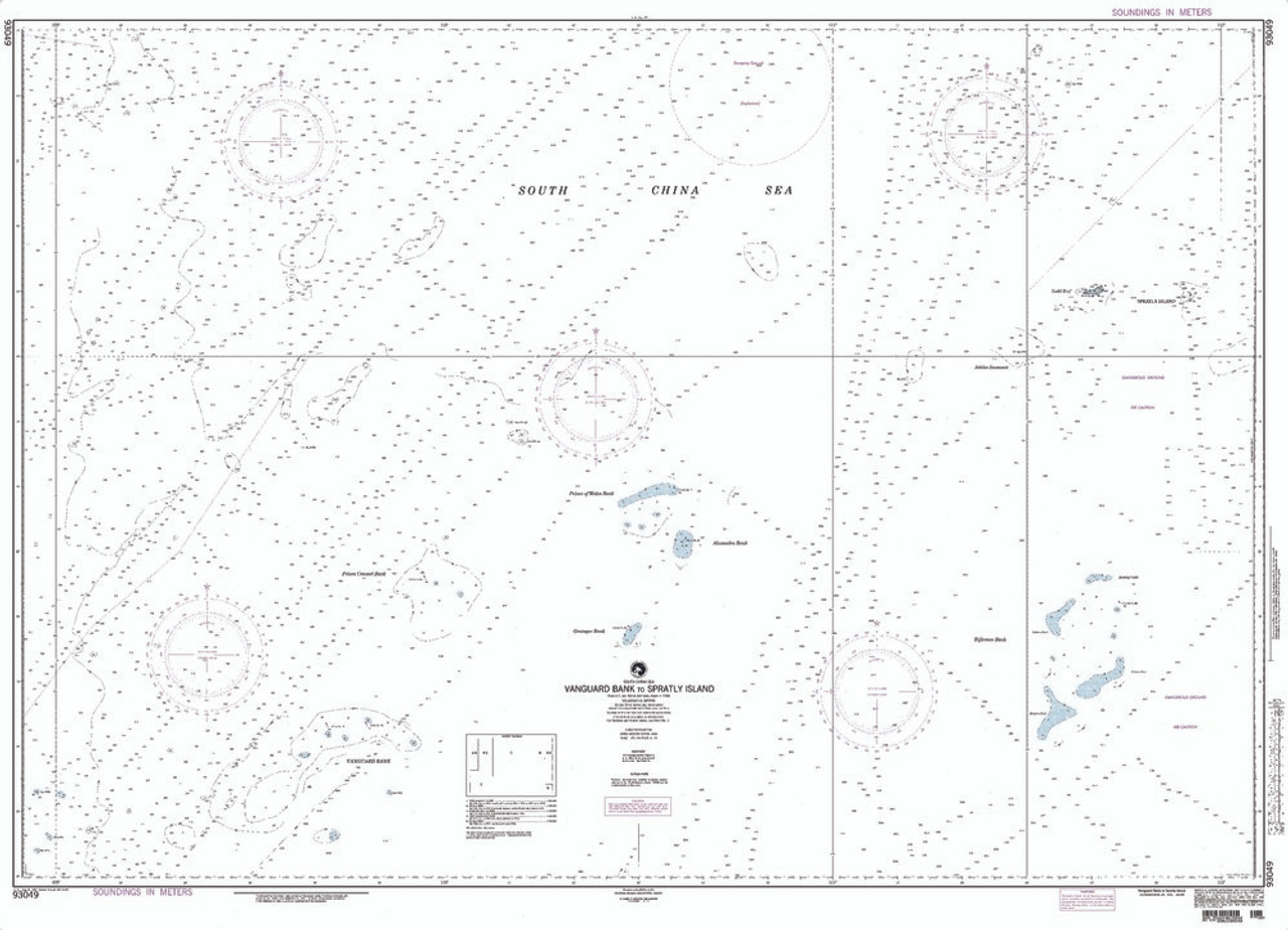 NGA Chart 93049: Vanguard Bank to Spratly Island