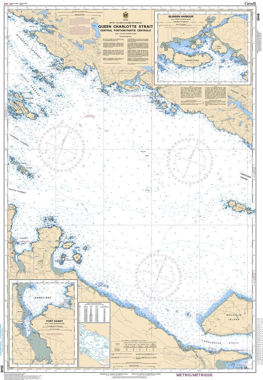 CHS Chart 3548: Queen Charlotte Strait, Central Portion/Partie Centrale