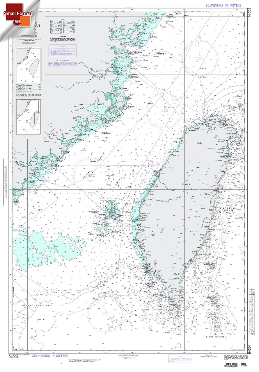 NGA Chart 94004: TawainÂ Strait, Approx. Size 21" x 33" (SMALL FORMAT WATERPROOF)