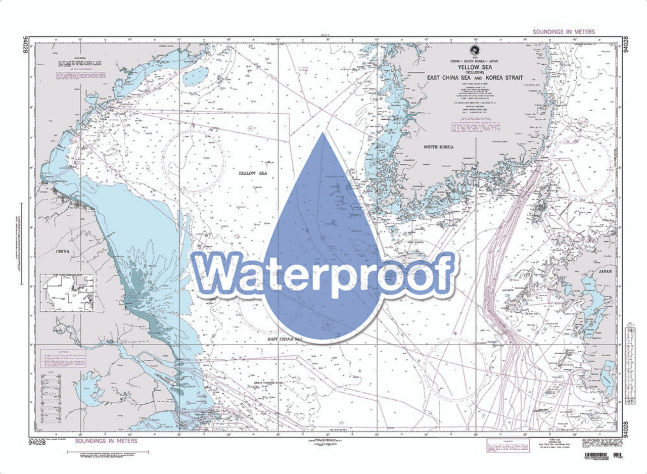 Waterproof NGA Chart 94028: Yellow Sea Including the East China Sea and Korea Strait