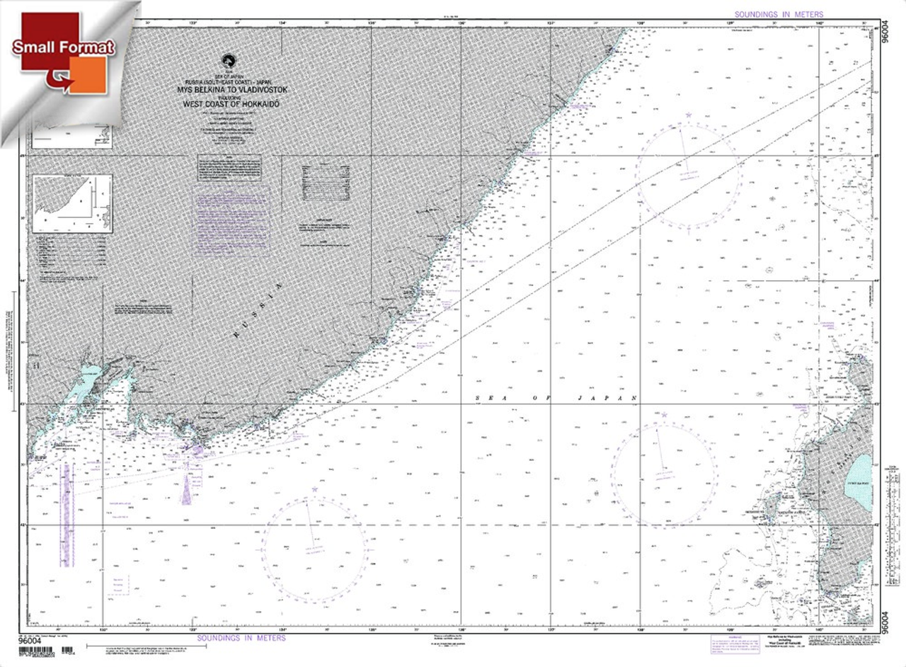 NGA Chart 96004: Mys Belkina To Vladivostok Including Wes, Approx. Size 21" x 29" (SMALL FORMAT WATERPROOF)