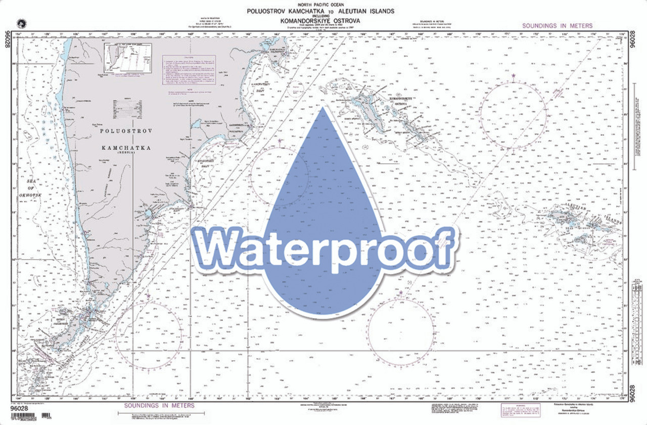 Waterproof NGA Chart 96028: Poluostrov Kamchat to Aleutian Islands
