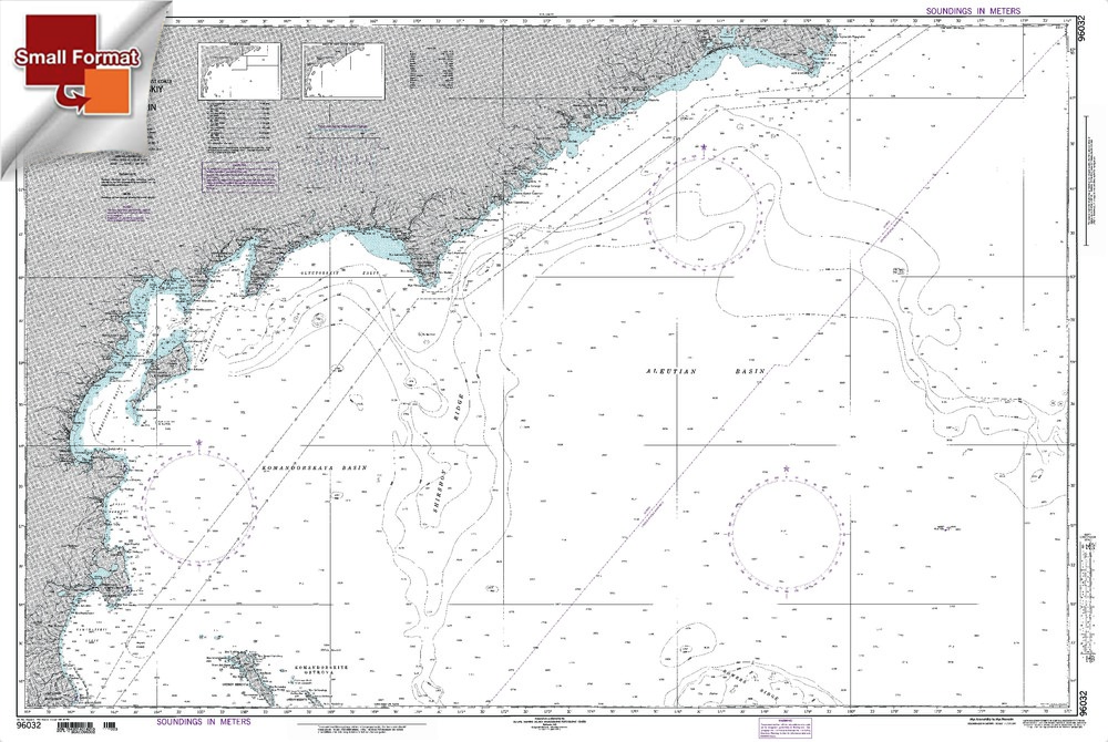 NGA Chart 96032: Mys Kronotskiy To Mys Navarin, Approx. Size 21" x 32" (SMALL FORMAT WATERPROOF)
