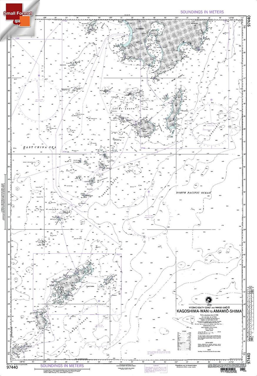 NGA Chart 97440: Kagoshima Wan To Amami Oshima, Approx. Size 21" x 31" (SMALL FORMAT WATERPROOF)