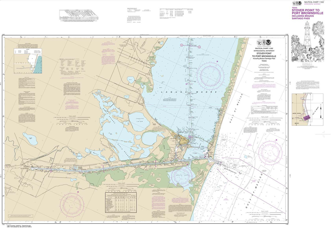 NOAA Chart 11302: Intracoastal Waterway Stover Point to Port Brownsville: including Brazos Santiago Pass