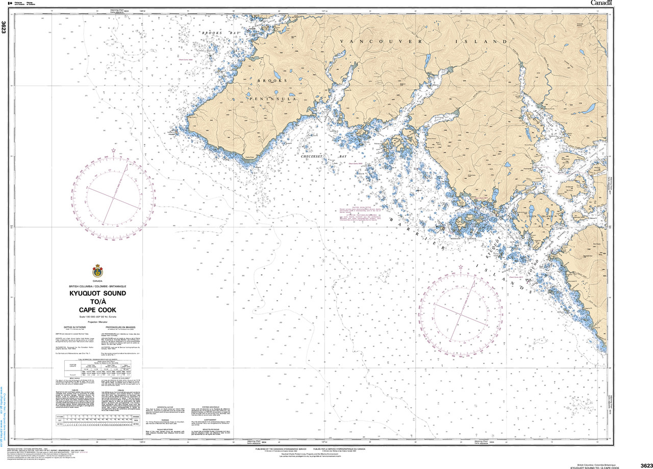 CHS Chart 3623: Kyuquot Sound to/Ã  Cape Cook