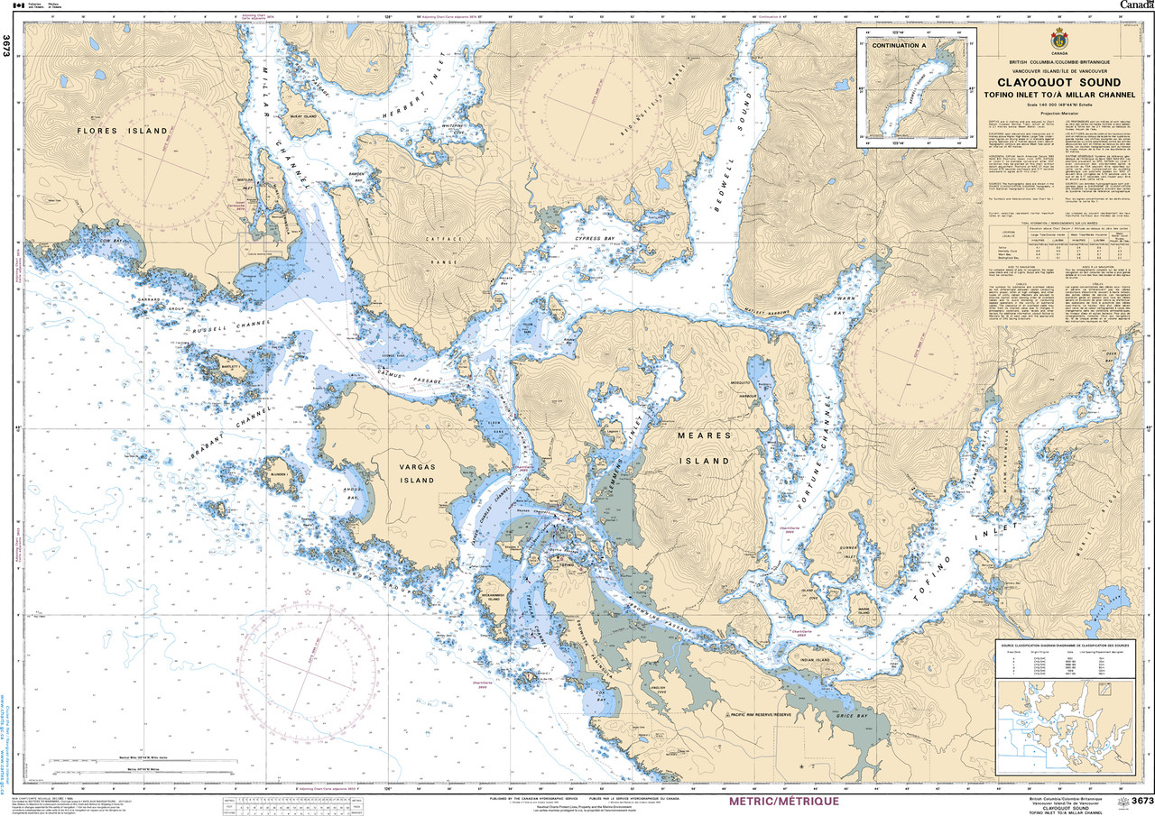 CHS Chart 3673: Clayoquot Sound, Tofino Inlet to/Ã  Millar Channel