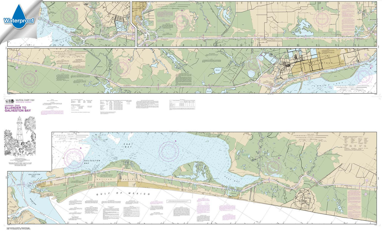 Waterproof NOAA Chart 11331: Intracoastal Waterway Ellender to Galveston Bay