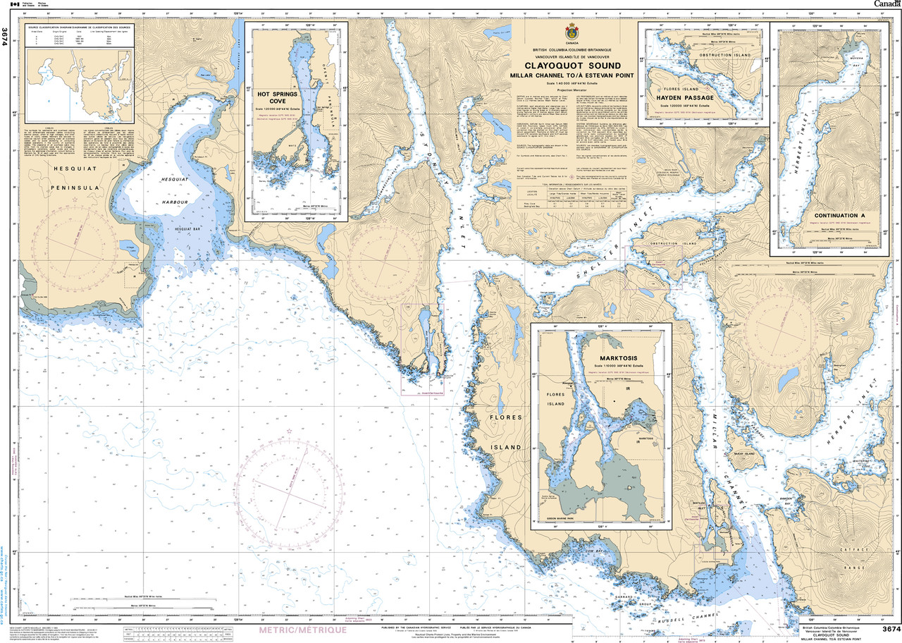 CHS Chart 3674: Clayoquot Sound, Millar Channel to/Ã  Estevan Point