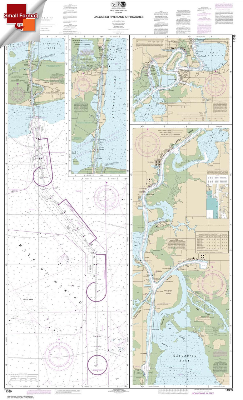 Small Format NOAA Chart 11339: Calcasieu River and Approaches