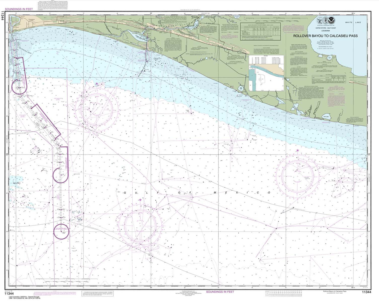 HISTORICAL NOAA Chart 11344: Rollover Bayou to Calcasieu Pass