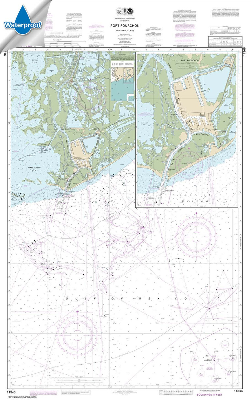 Waterproof NOAA Chart 11346: Port Fourchon and Approaches