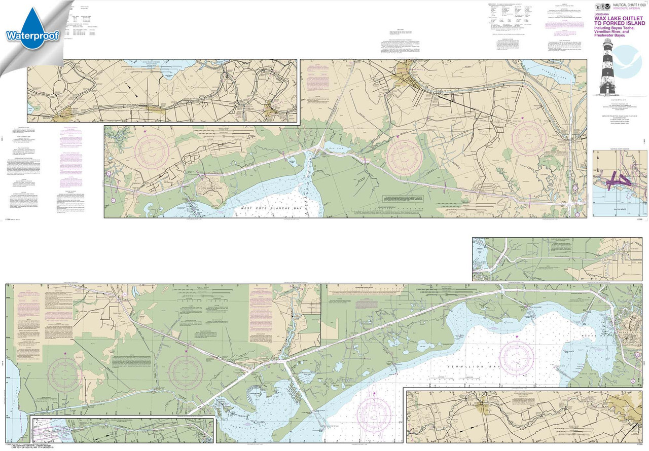 Waterproof NOAA Chart 11350: Intracoastal Waterway Wax Lake Outlet to Forked Island including Bayou Teche: Vermilion River: and Freshwater Bayou