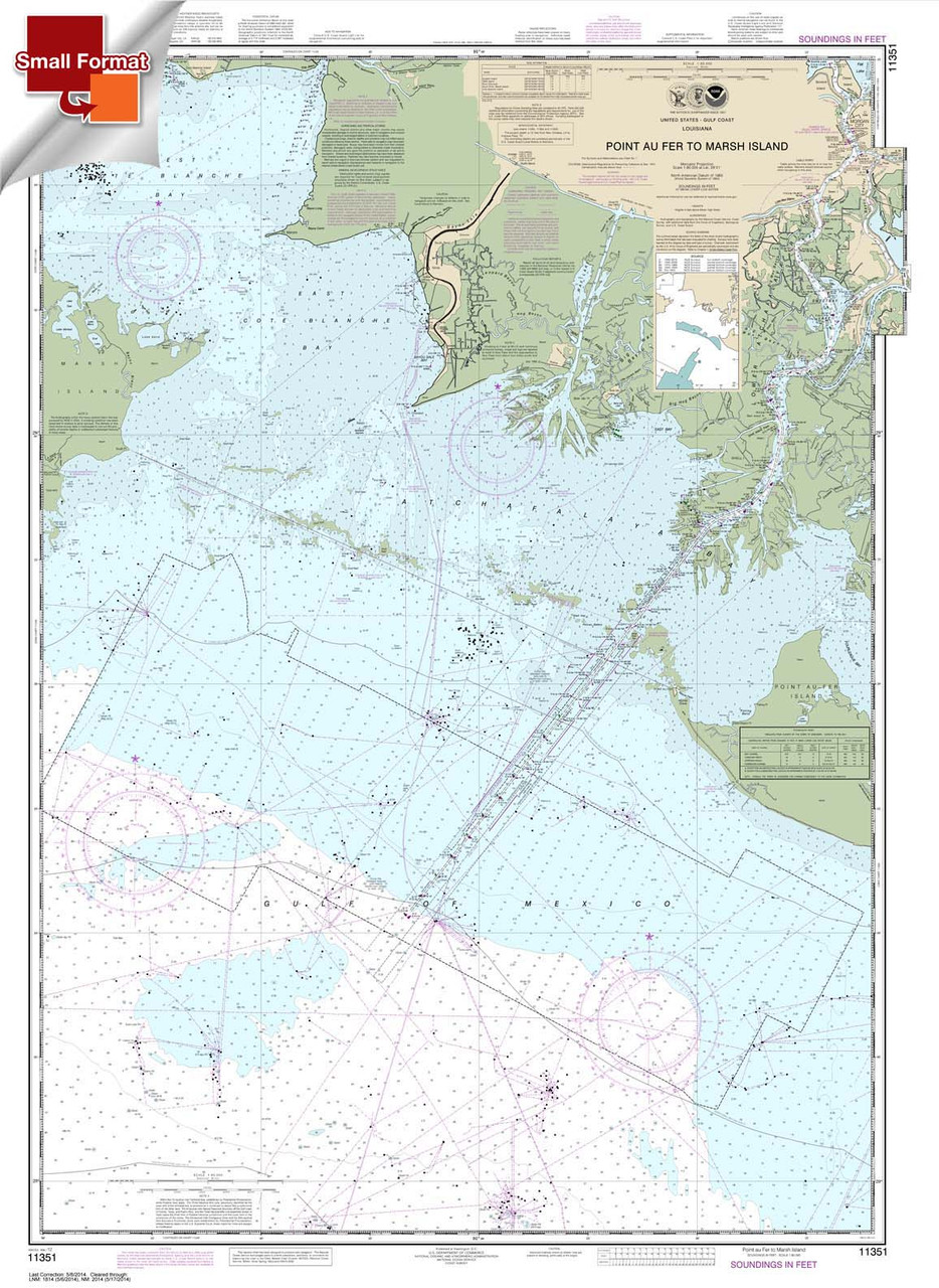 Small Format NOAA Chart 11351: Point au Fer to Marsh Island