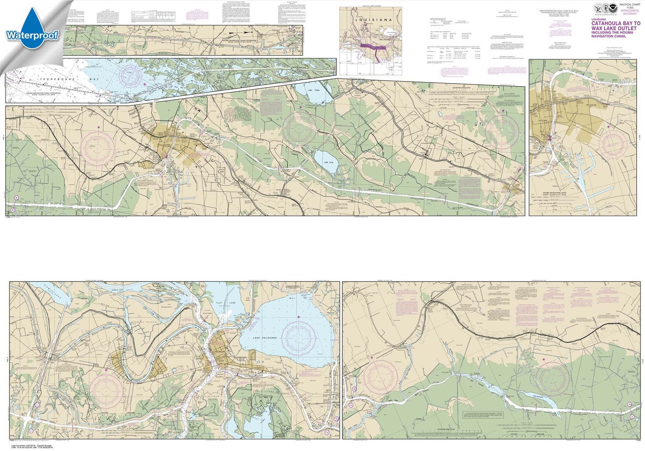 Waterproof NOAA Chart 11355: Intracoastal Waterway Catahoula Bay to Wax Lake Outlet including the Houma Navigation canal