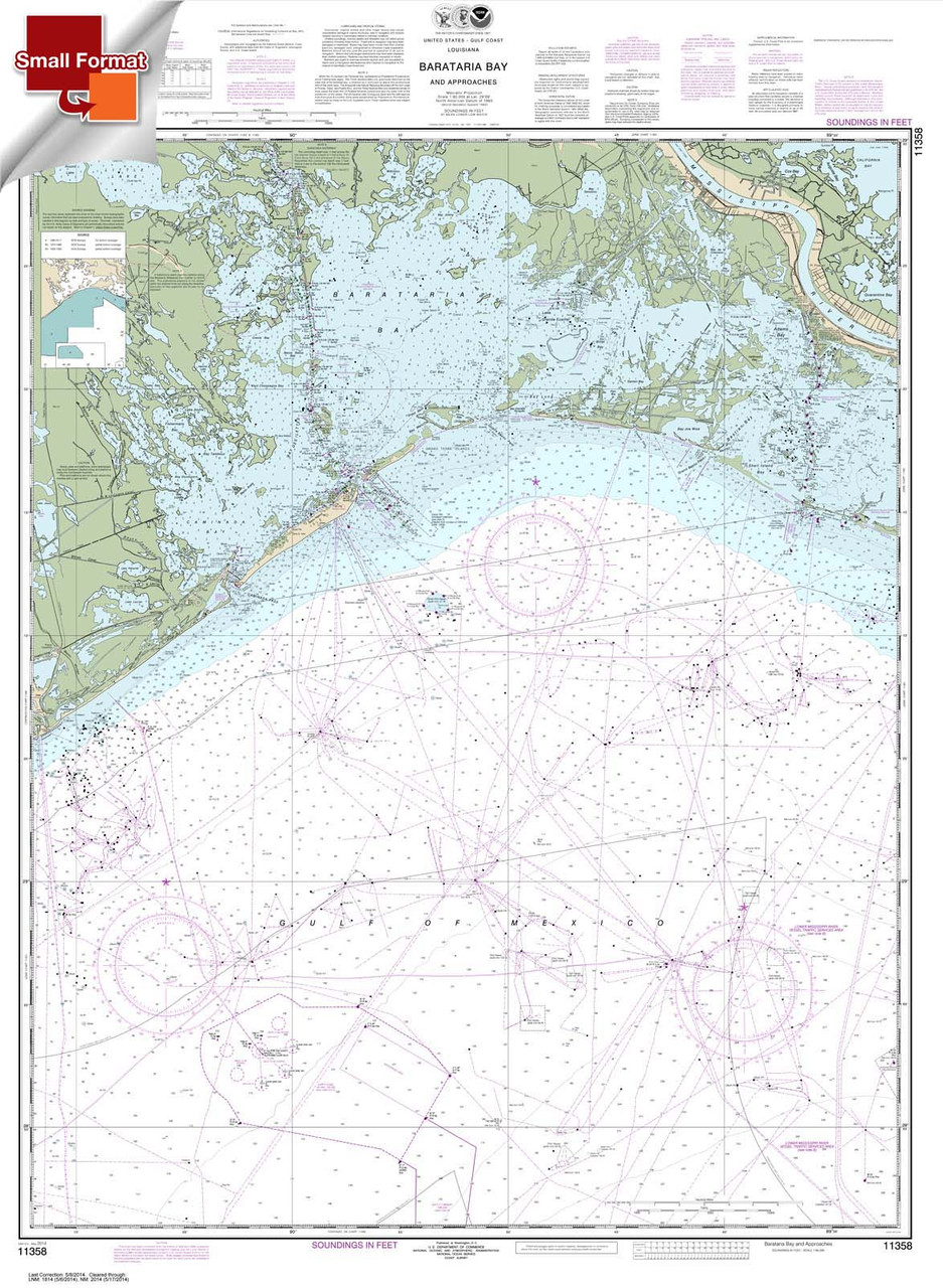 Small Format NOAA Chart 11358: Barataria Bay and approaches