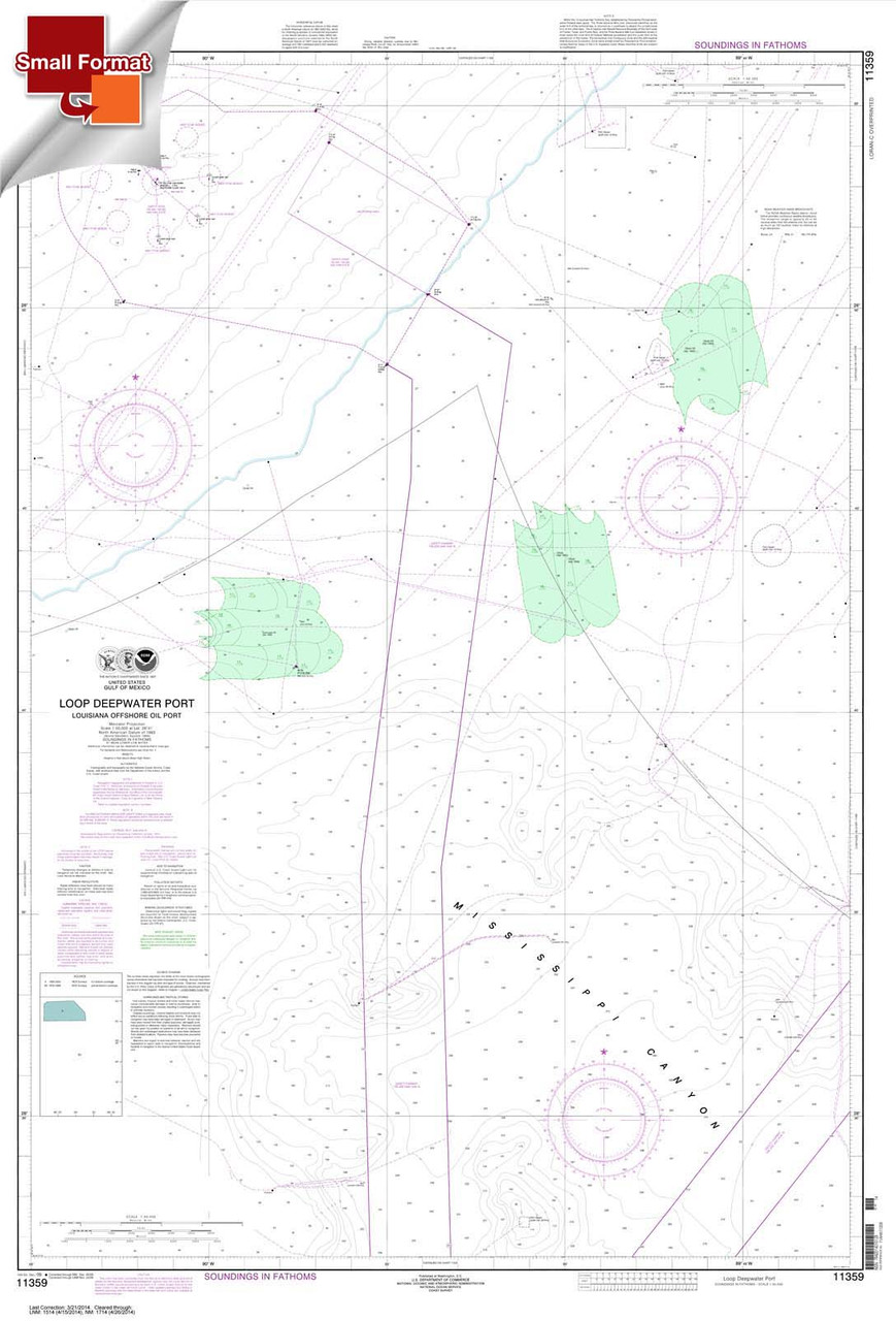 Small Format HISTORICAL NOAA Chart 11359: Loop Deepwater Port Louisiana Offshore Oil Port
