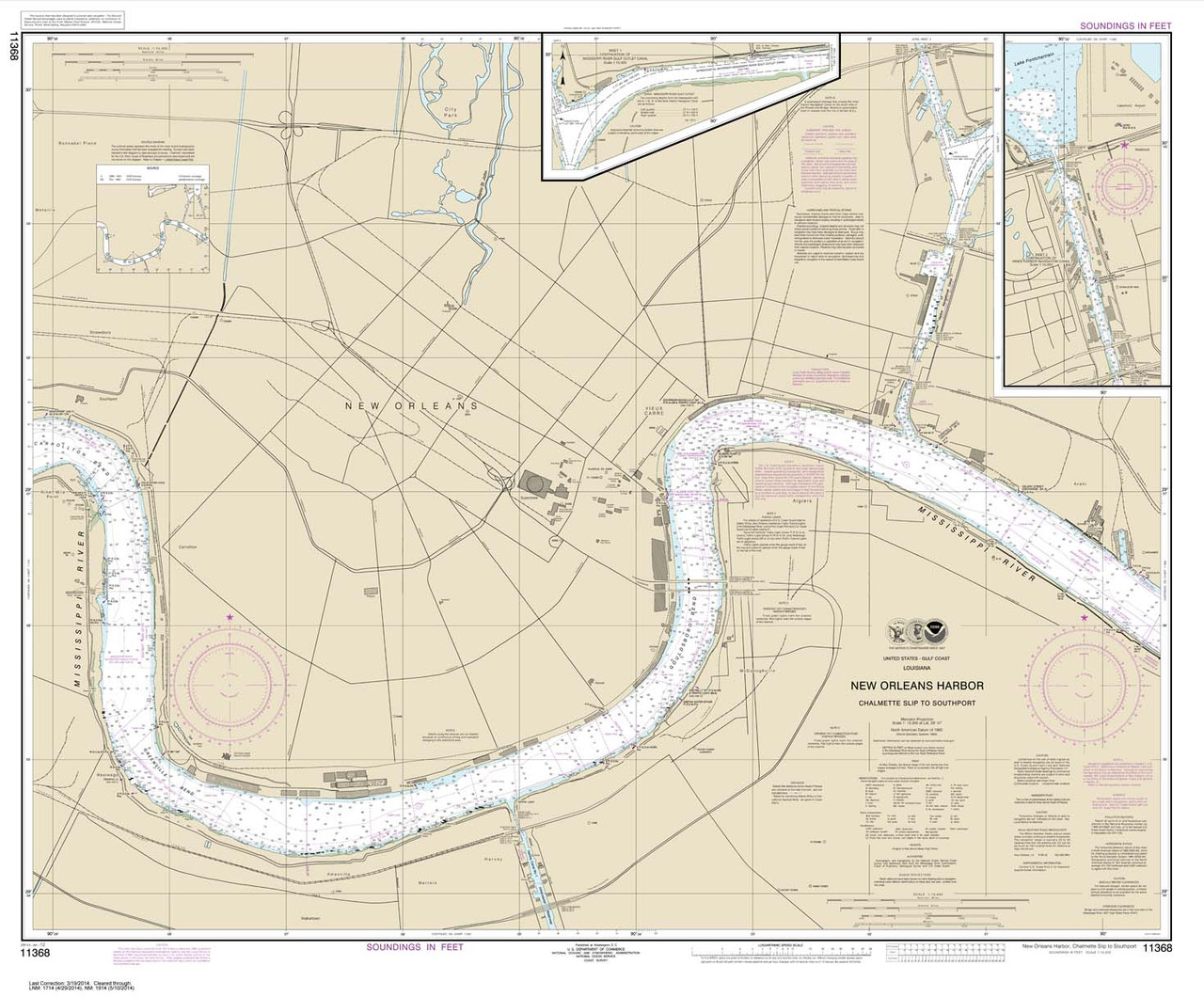 NOAA Chart 11368: New Orleans Harbor Chalmette Slip to Southport