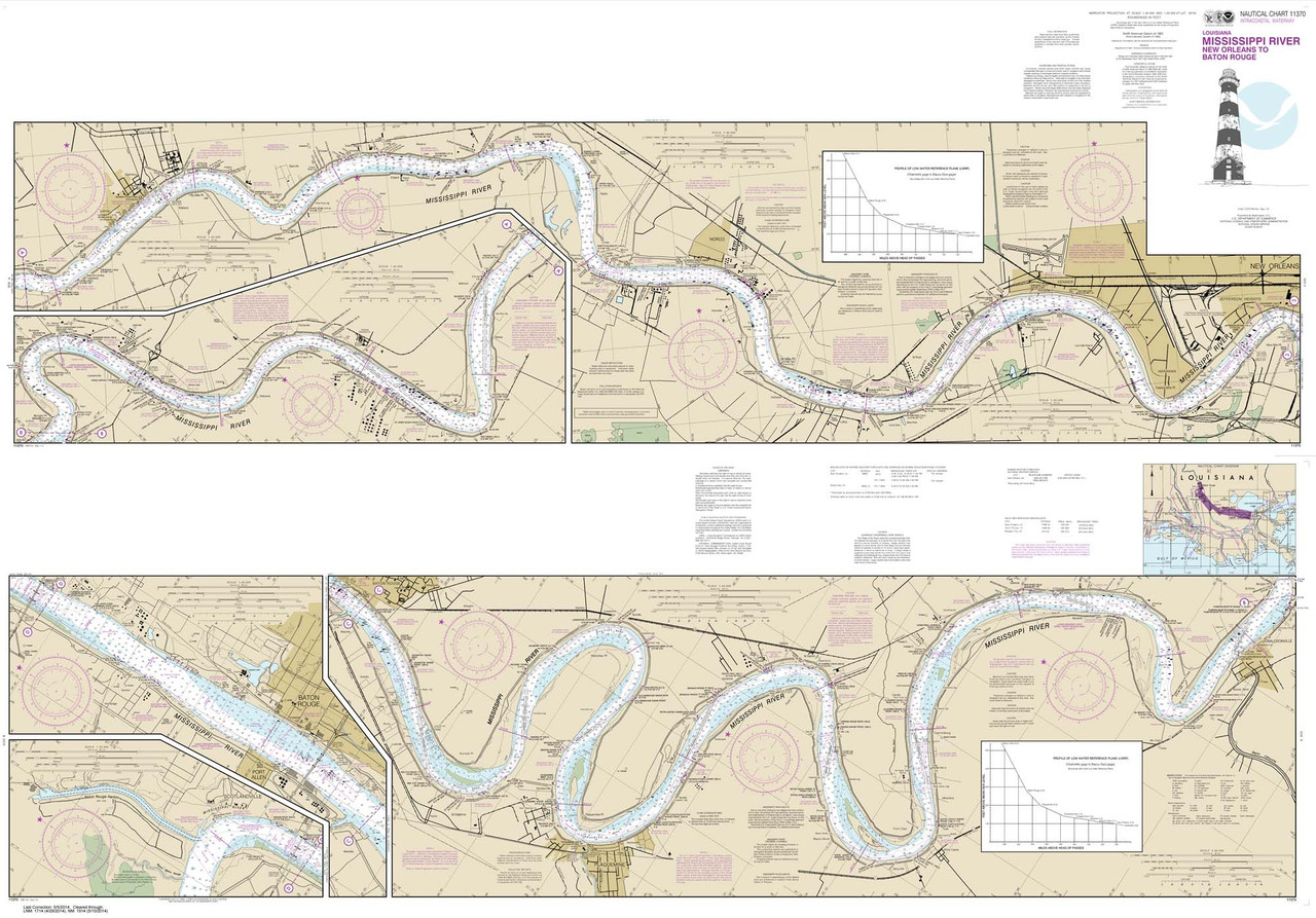 NOAA Chart 11370: Mississippi River-New Orleans to Baton Rouge