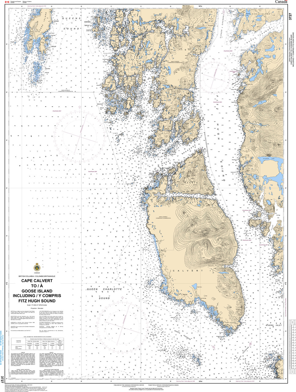CHS Chart 3727: Cape Calvert to Goose Island including Fitz Hugh Sound