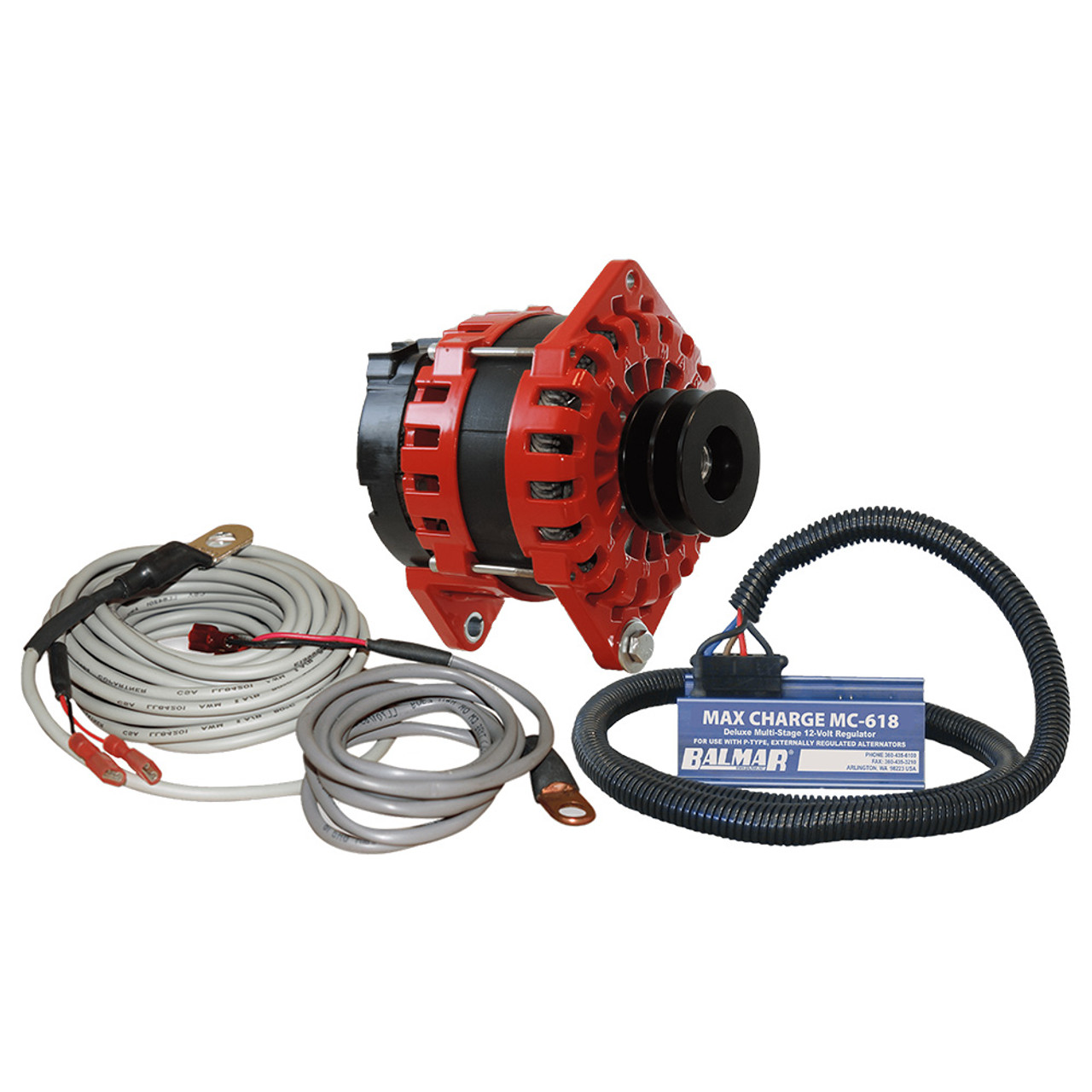 Balmar Alternator 250 AMP Kit 12V 3.15" Dual Foot Saddle Dual Vee Pulley Regulator  Temp Sensor [XT-DF-250-DV-KIT]