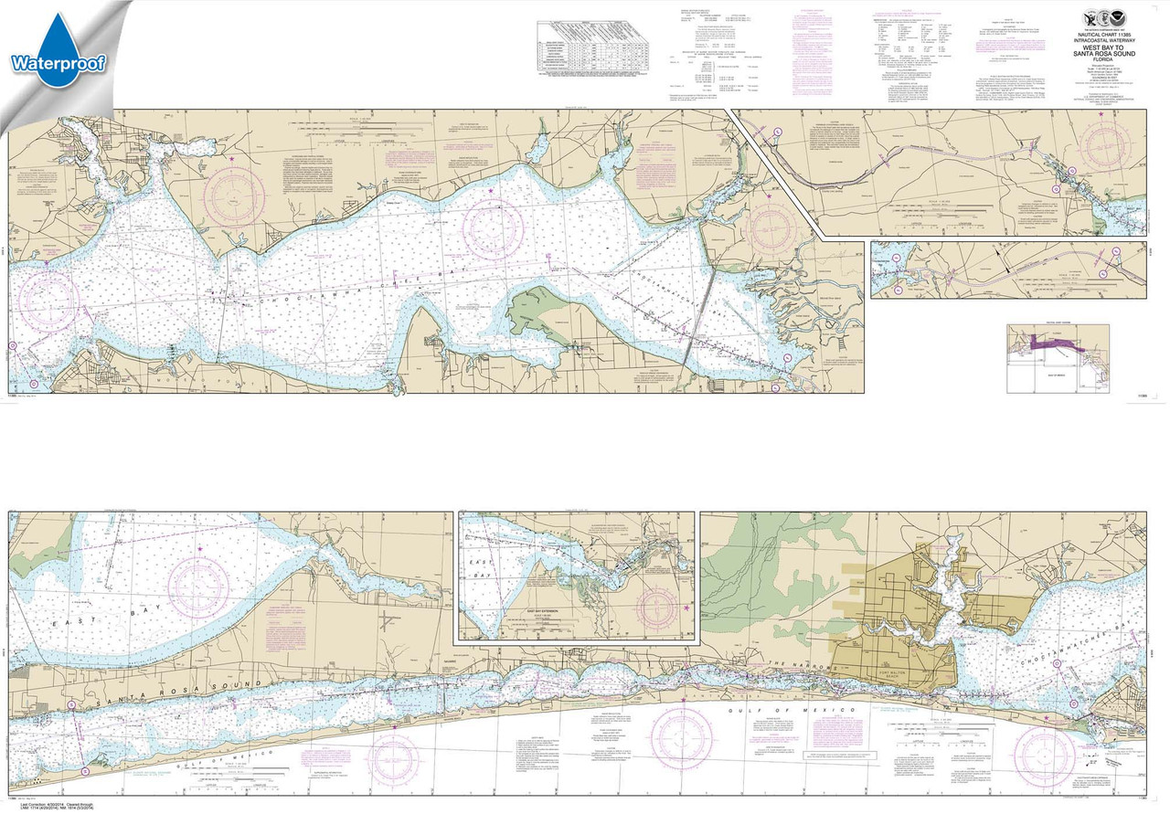 Waterproof NOAA Chart 11385: Intracoastal Waterway West Bay to Santa Rosa Sound