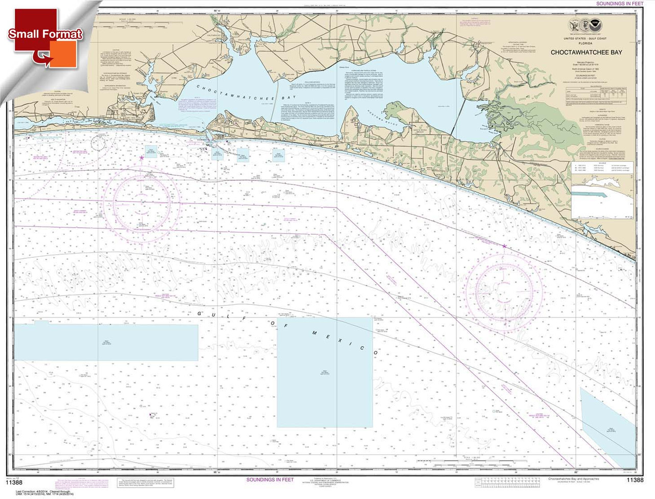 Small Format NOAA Chart 11388: Choctawhatchee Bay