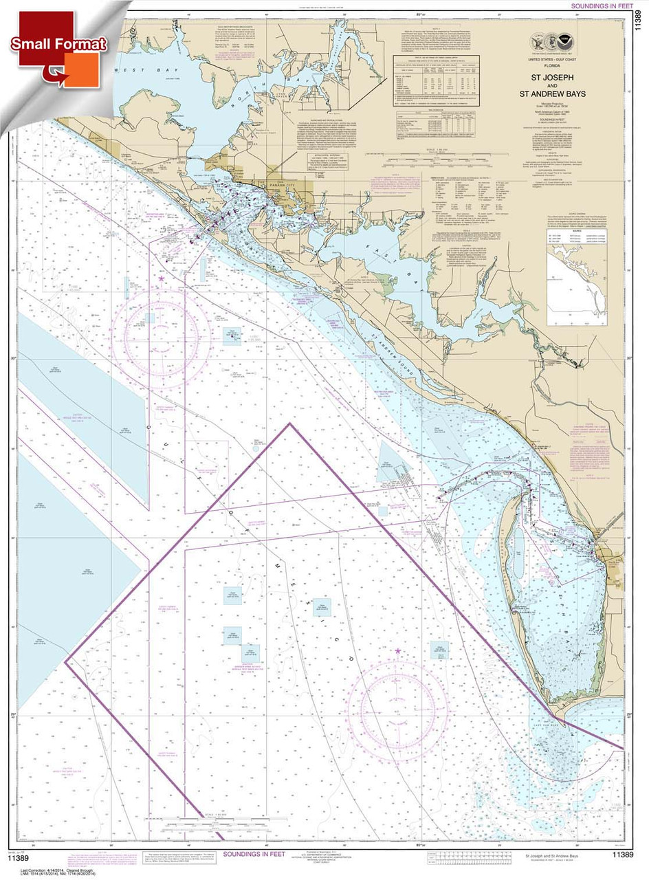 Small Format NOAA Chart 11389: St Joseph and St Andrew Bays