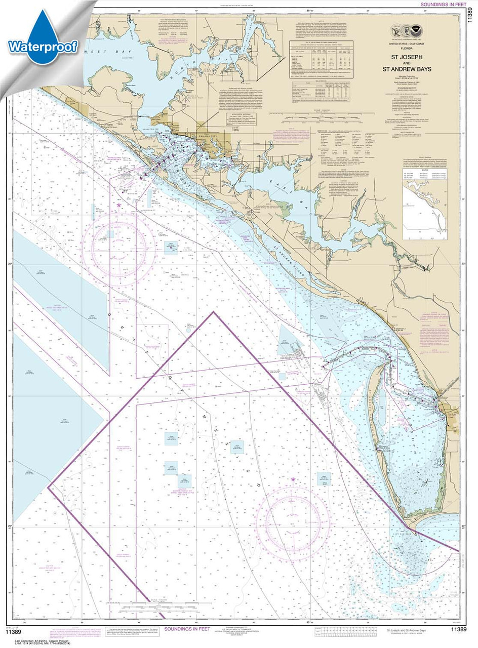 Waterproof NOAA Chart 11389: St Joseph and St Andrew Bays