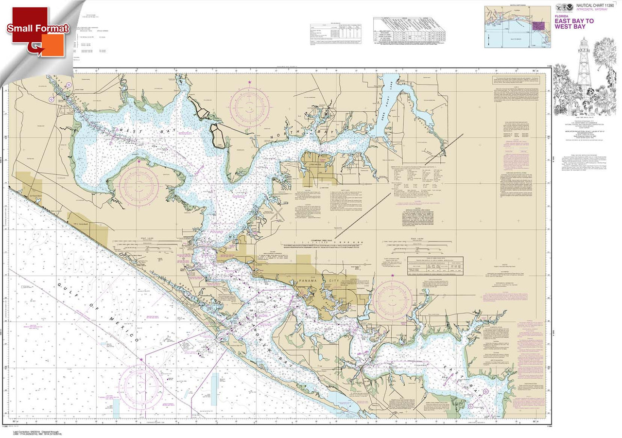 Small Format NOAA Chart 11390: Intracoastal Waterway East Bay to West Bay