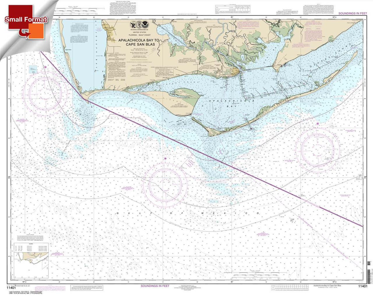 HISTORICAL SMALL FORMAT NOAA Chart 11401: Apalachicola Bay to Cape San Blas