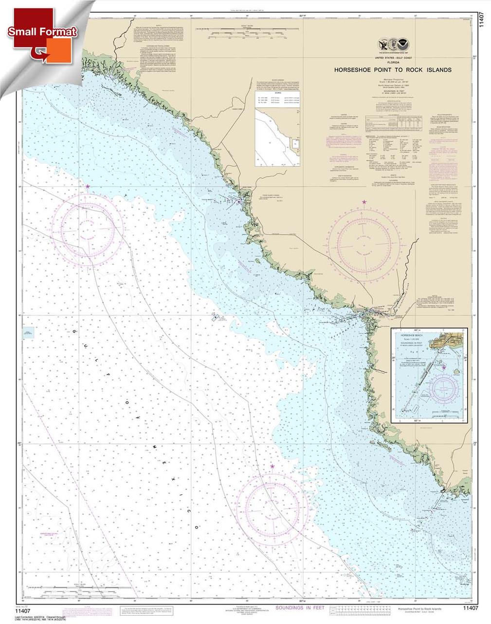 HISTORICAL SMALL FORMAT NOAA Chart 11407: Horseshoe Point to Rock Islands;Horseshoe Beach