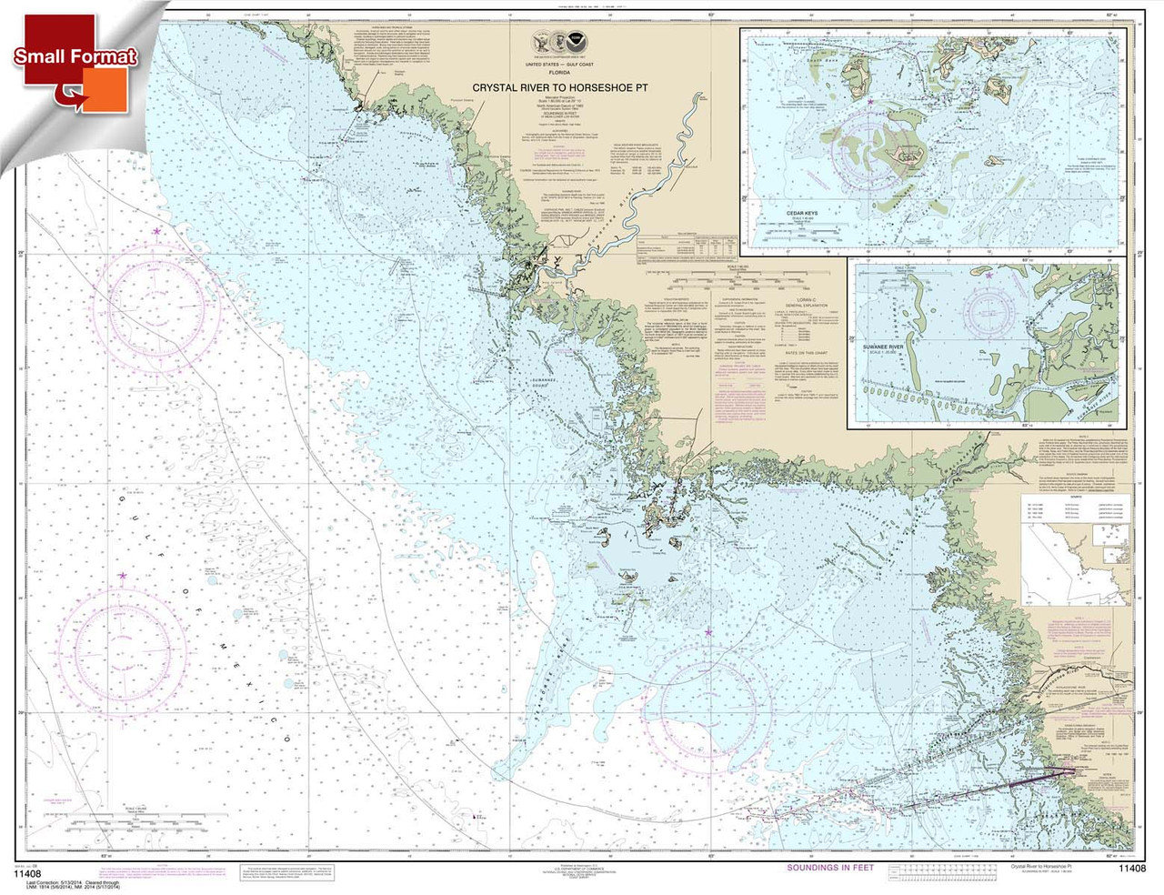 HISTORICAL SMALL FORMAT NOAA Chart 11408: Crystal River to Horseshoe Point;Suwannee River;Cedar Keys