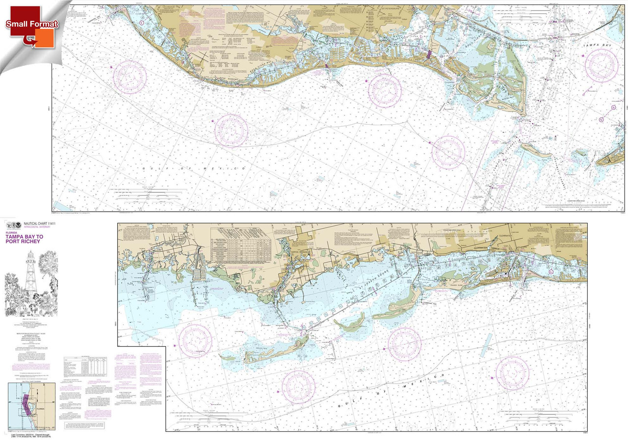 Small Format NOAA Chart 11411: Intracoastal Waterway Tampa Bay to Port Richey