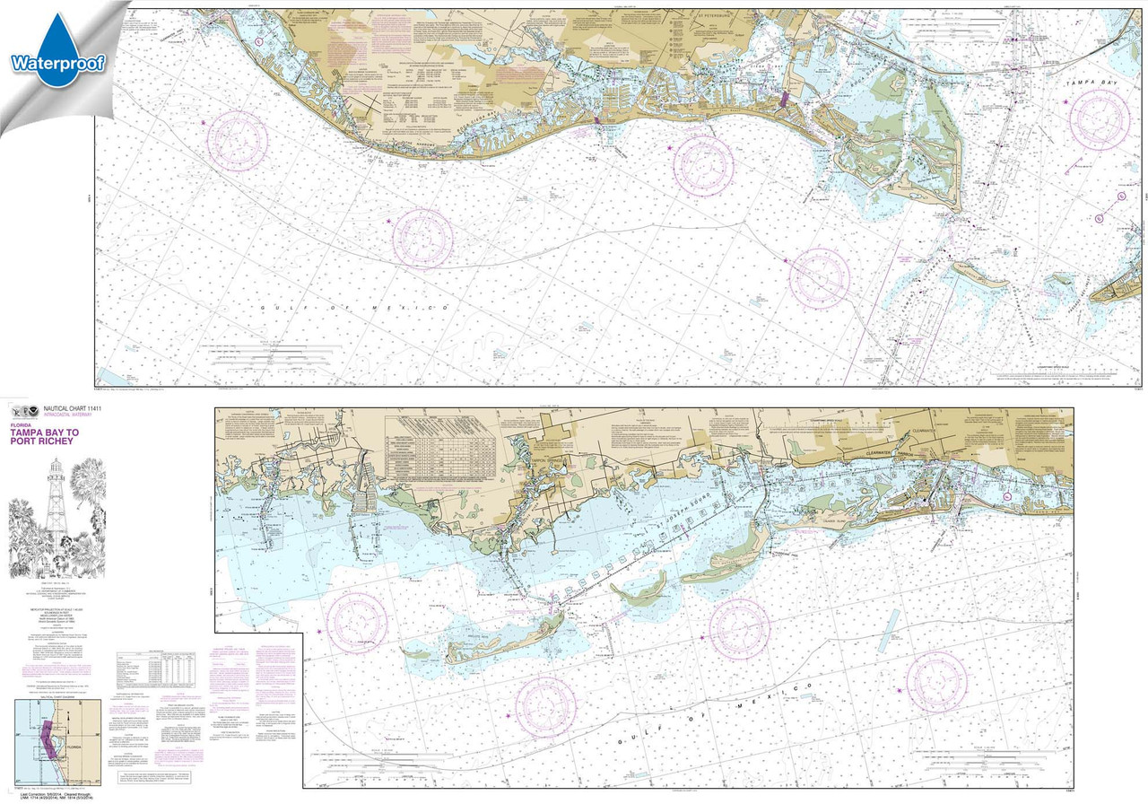 Waterproof NOAA Chart 11411: Intracoastal Waterway Tampa Bay to Port Richey