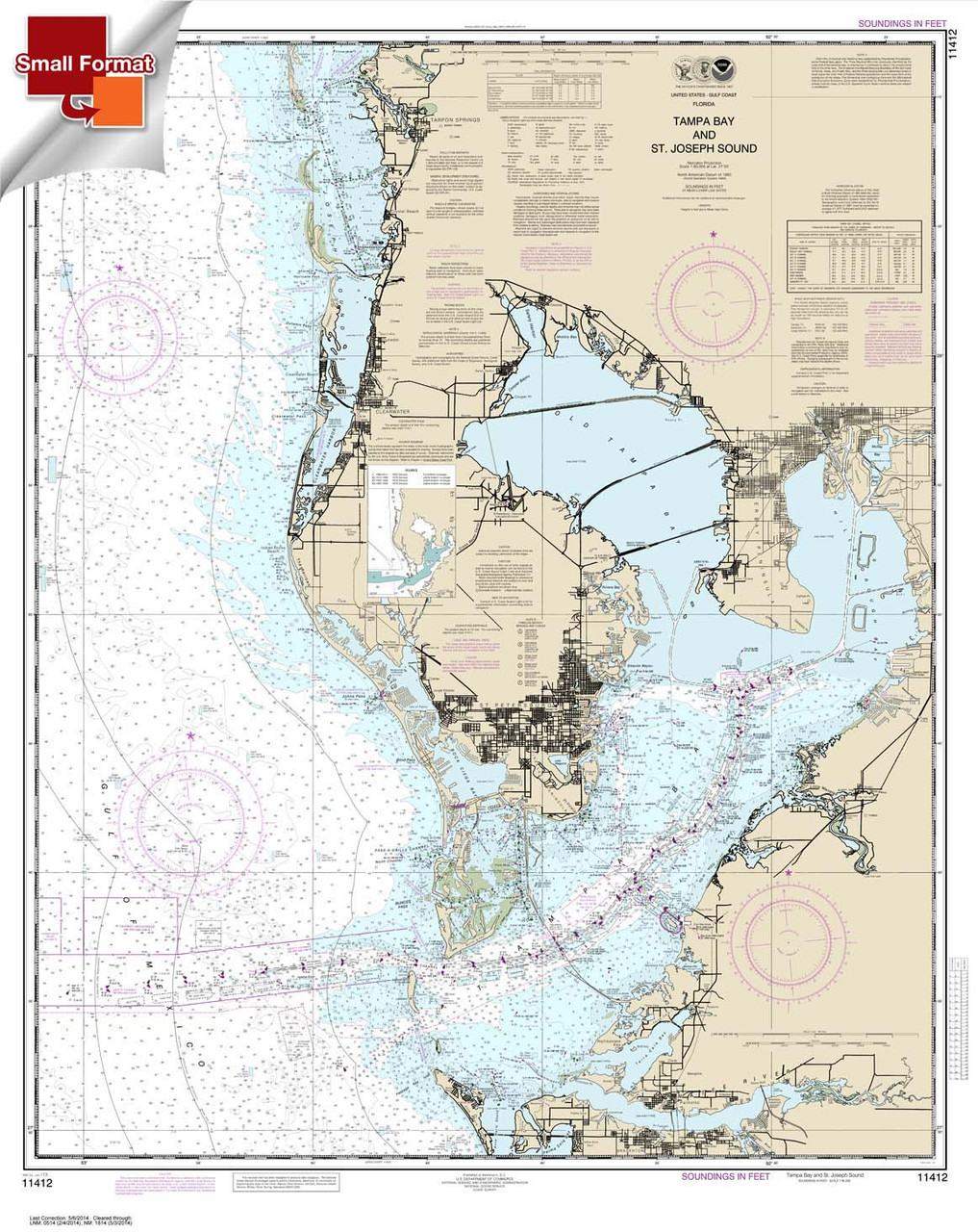 Small Format NOAA Chart 11412: Tampa Bay and St. Joseph Sound