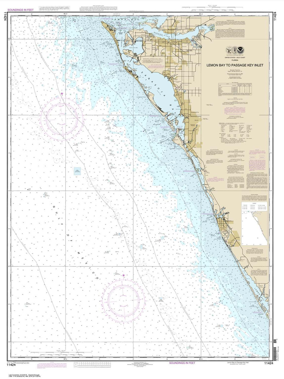 HISTORICAL NOAA Chart 11424: Lemon Bay to Passage Key Inlet