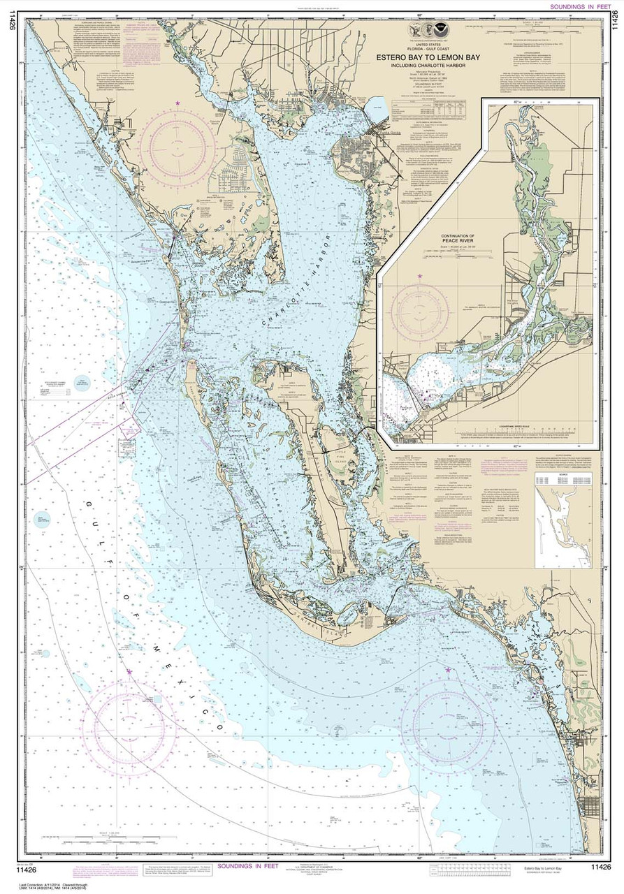 NOAA Chart 11426: Estero Bay to Lemon Bay: including Charlotte Harbor;Continuation of Peace River