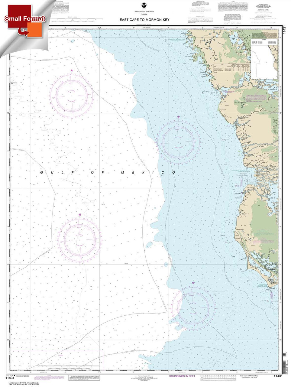 HISTORICAL SMALL FORMAT NOAA Chart 11431: East Cape to Mormon Key