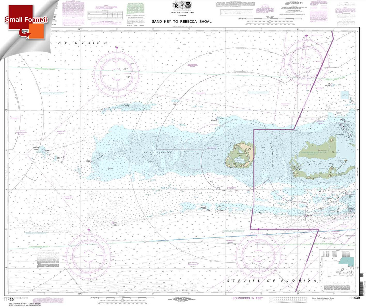 HISTORICAL SMALL FORMAT NOAA Chart 11439: Sand Key to Rebecca Shoal