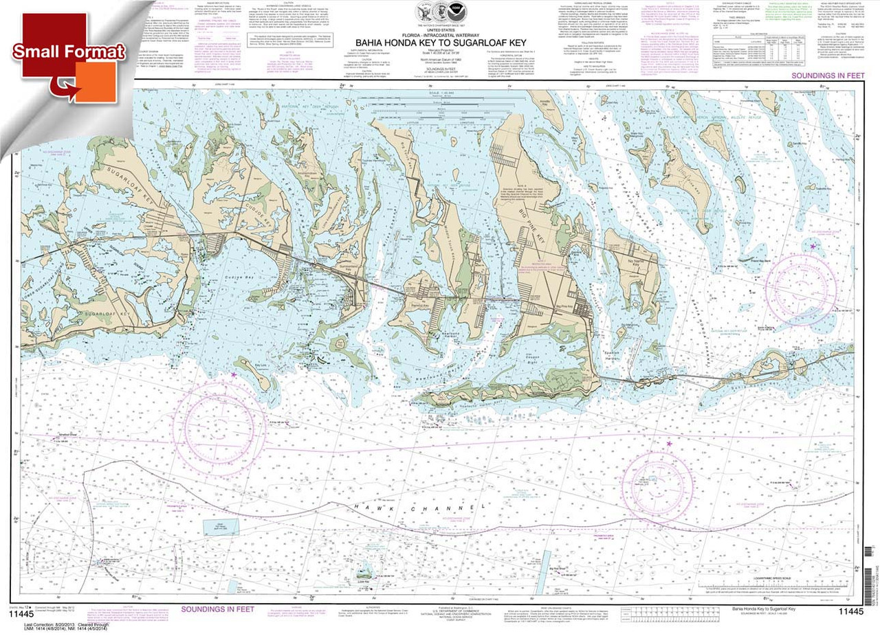 HISTORICAL SMALL FORMAT NOAA Chart 11445: Intracoastal Waterway Bahia Honda Key to Sugarloaf Key
