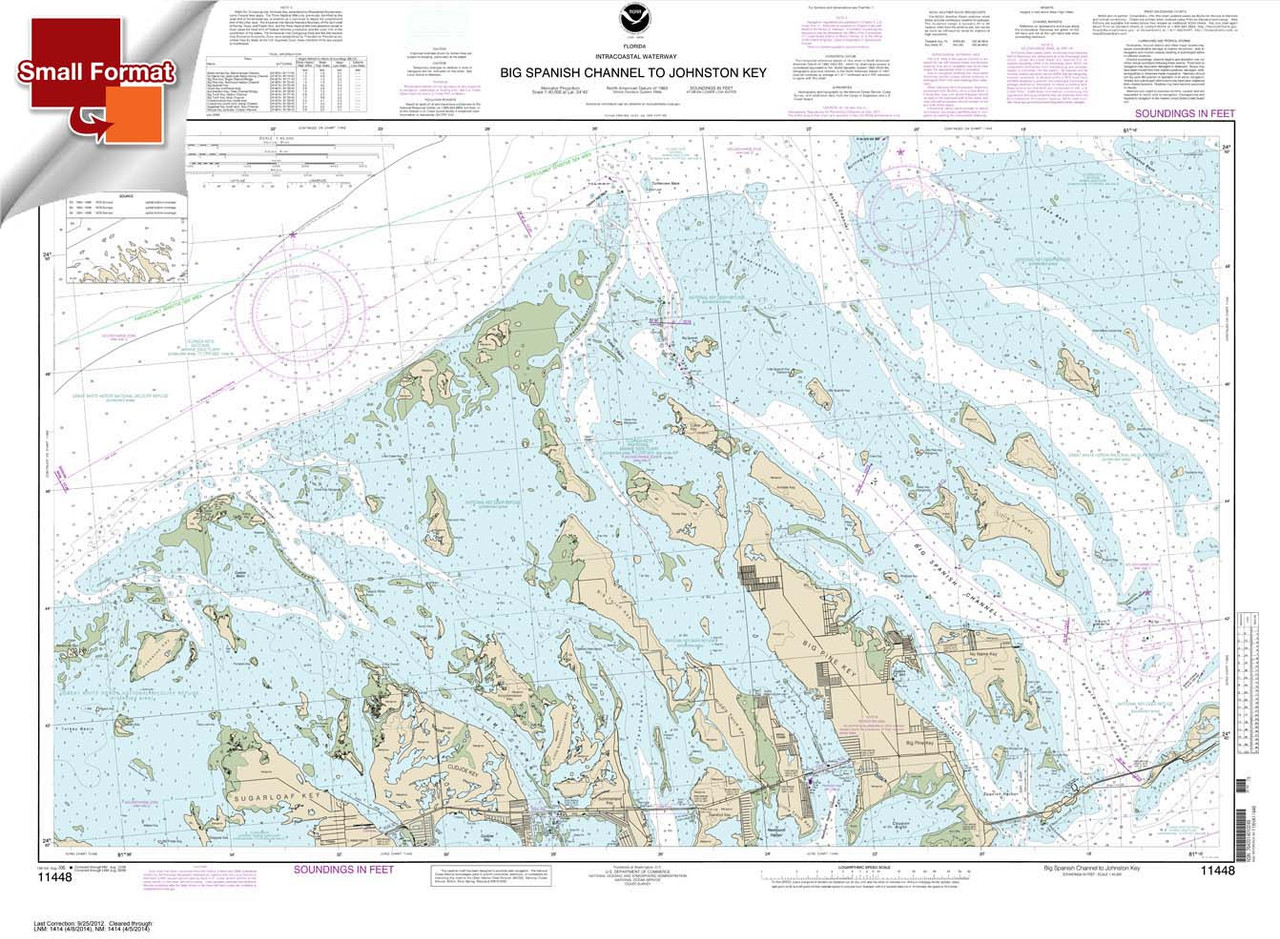 HISTORICAL SMALL FORMAT NOAA Chart 11448: Intracoastal Waterway Big Spanish Channel to Johnston Key